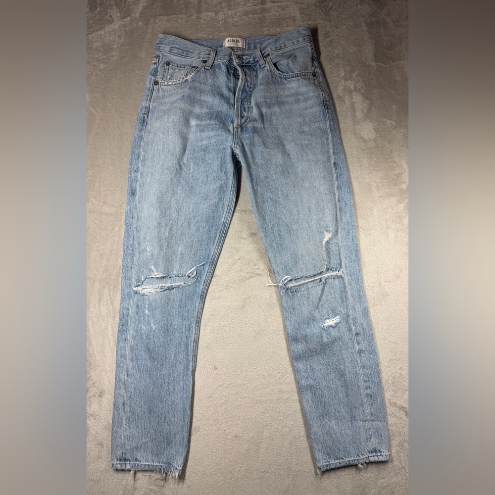 Agolde Jamie High Rise Tapered Intentionally Distressed 100% Cotton Jeans 27 - Picture 2 of 16